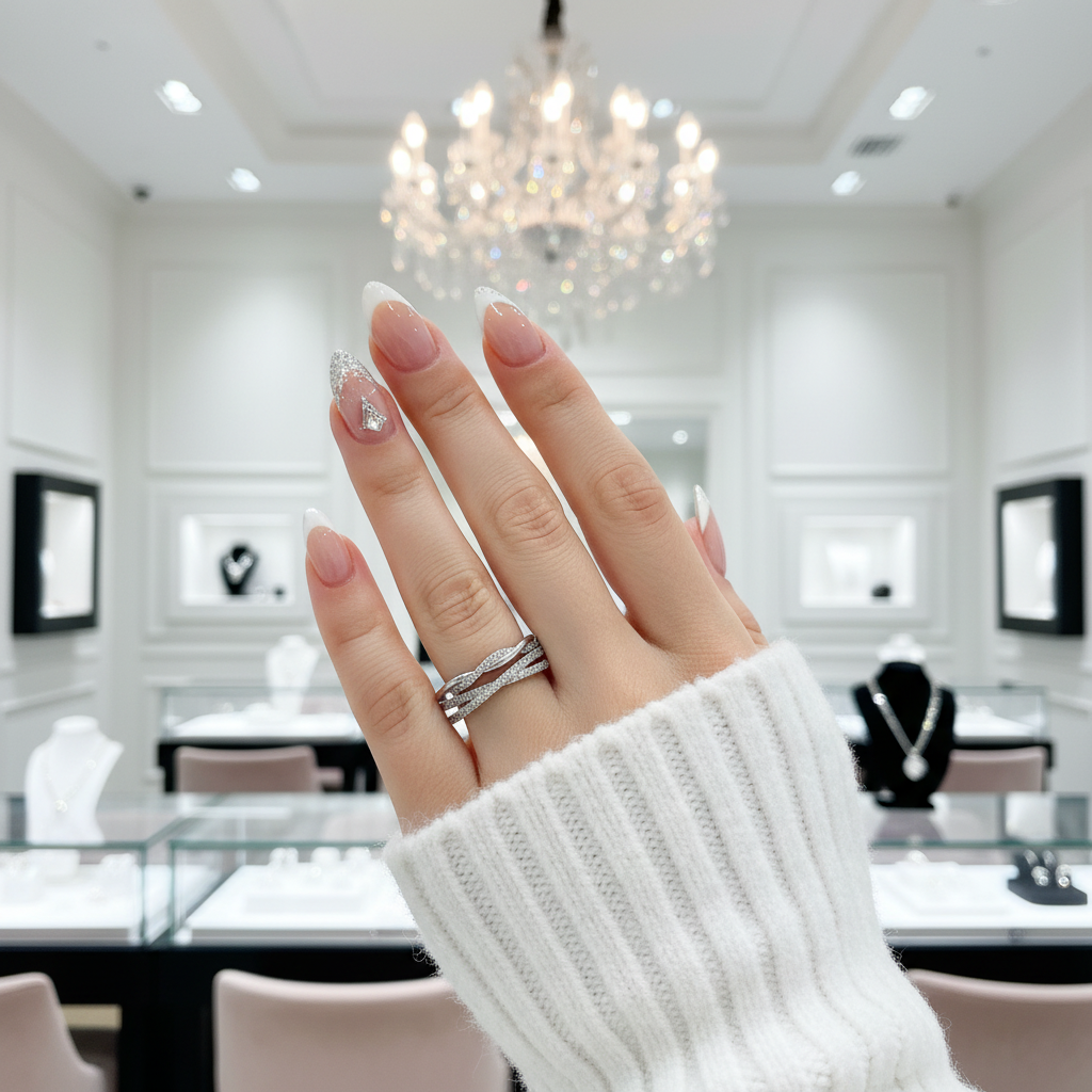 X Criss Cross & Twist Infinity Wedding Band Set-Black Diamonds New York