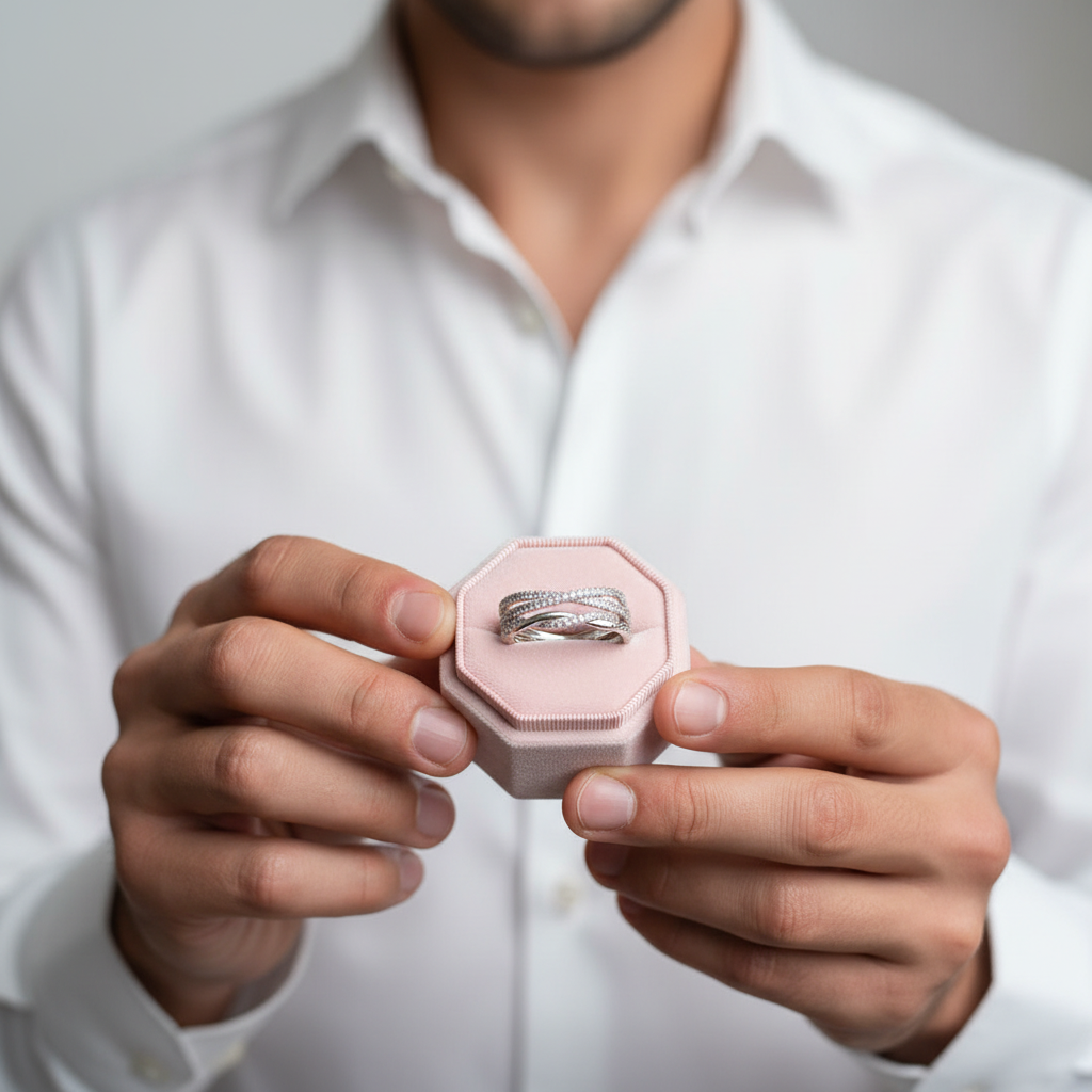 X Criss Cross & Twist Infinity Wedding Band Set-Black Diamonds New York