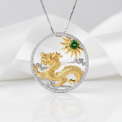 Year Of The Dragon-Chrome Diopside Handmade Flying Dragon Necklace-Black Diamonds New York