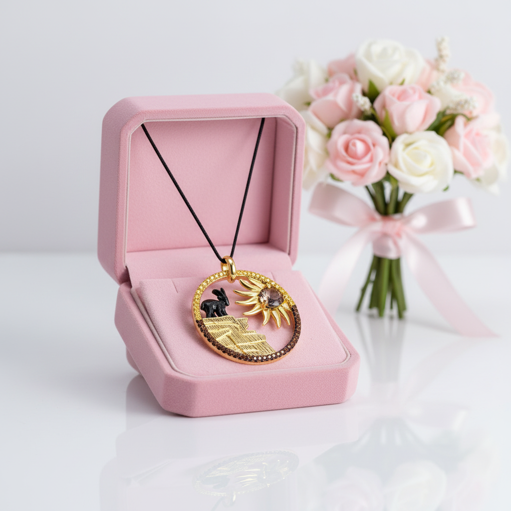 Year Of The Goat- Smoky Quartz Lovely Sunflower Goat Necklace-Black Diamonds New York