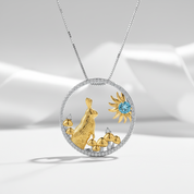 Year Of The Rabbit- Swiss Blue Topaz Gemstone Handmade Rabbit Necklace-Black Diamonds New York