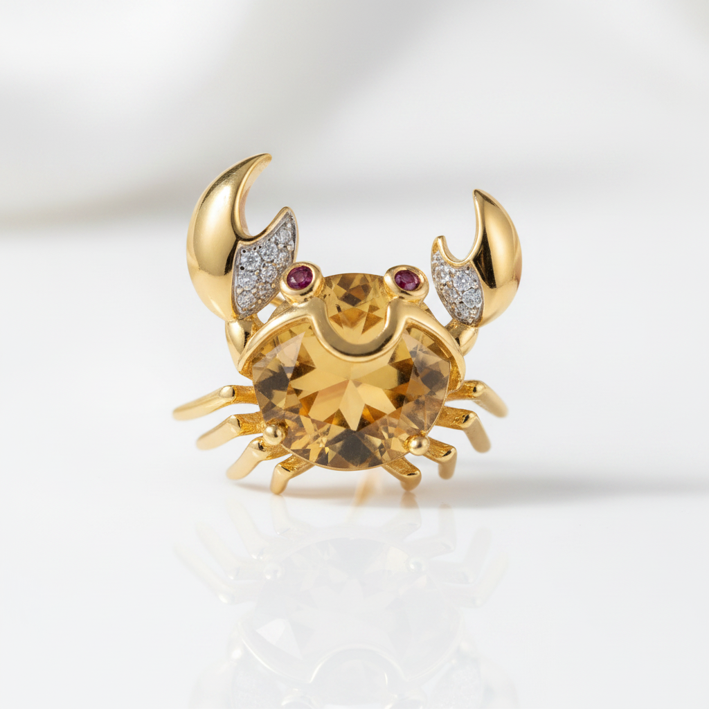 Yellow Garnet Diamond Option Crab Necklace-Black Diamonds New York