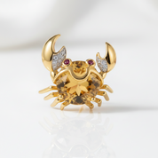 Yellow Garnet Diamond Option Crab Necklace-Black Diamonds New York