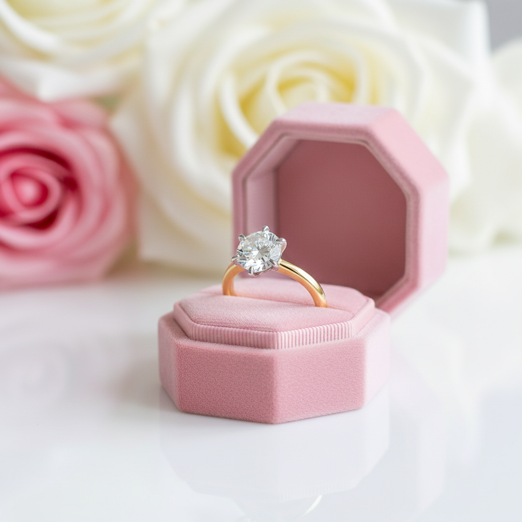 Yellow Gold 2.0ct Round Cut Solitaire Engagement Ring-Black Diamonds New York