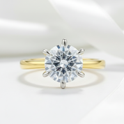 Yellow Gold 2.0ct Round Cut Solitaire Engagement Ring-Black Diamonds New York