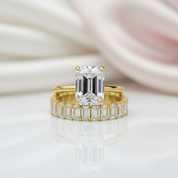 Yellow Gold 3.5ct Emerald Cut Engagement Ring & Emerald Cut Band-Black Diamonds New York