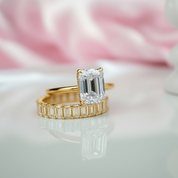 Yellow Gold 3.5ct Emerald Cut Engagement Ring & Emerald Cut Band-Black Diamonds New York