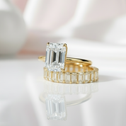 Yellow Gold 3.5ct Emerald Cut Engagement Ring & Emerald Cut Band-Black Diamonds New York