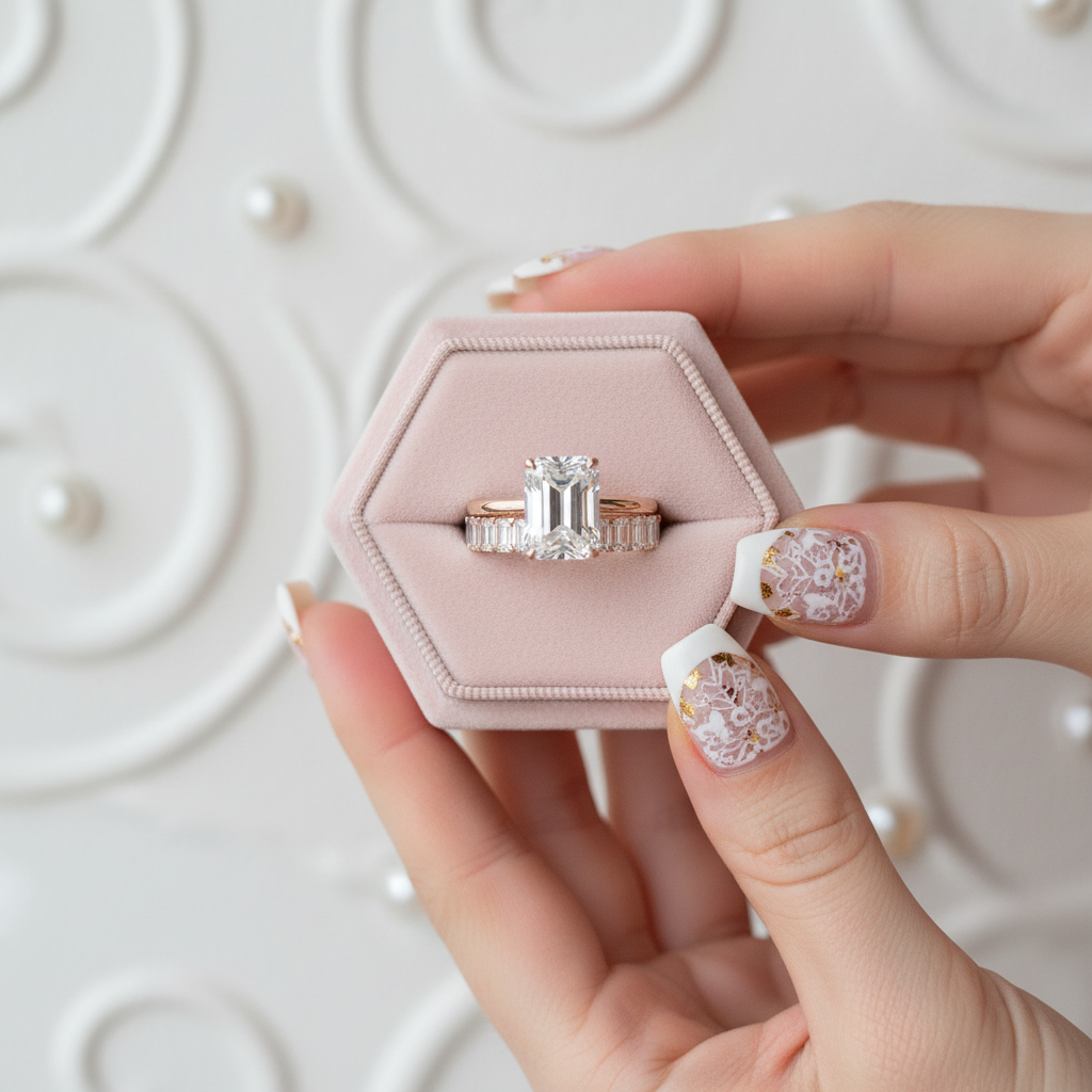 Yellow Gold 3.5ct Emerald Cut Engagement Ring & Emerald Cut Band-Black Diamonds New York