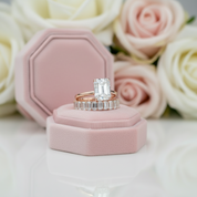 Yellow Gold 3.5ct Emerald Cut Engagement Ring & Emerald Cut Band-Black Diamonds New York