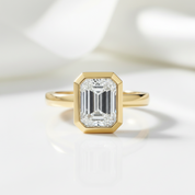 Yellow Gold 3ct Emerald Cut Diamond Option Engagement Ring-Black Diamonds New York