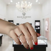 Yellow Gold Art Deco Eternity Stackable Wedding Band Set-Black Diamonds New York