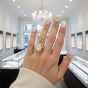 Yellow Gold Art Deco Halo Milgrain Oval Cut Wedding Set-Black Diamonds New York