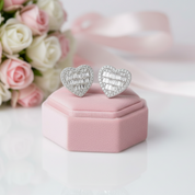 Classic 18k Gold Diamond Heart Shaped Earrings-Black Diamonds New York