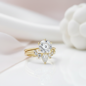 Yellow Gold Classic Round Cut Solitaire Wedding Set-Black Diamonds New York