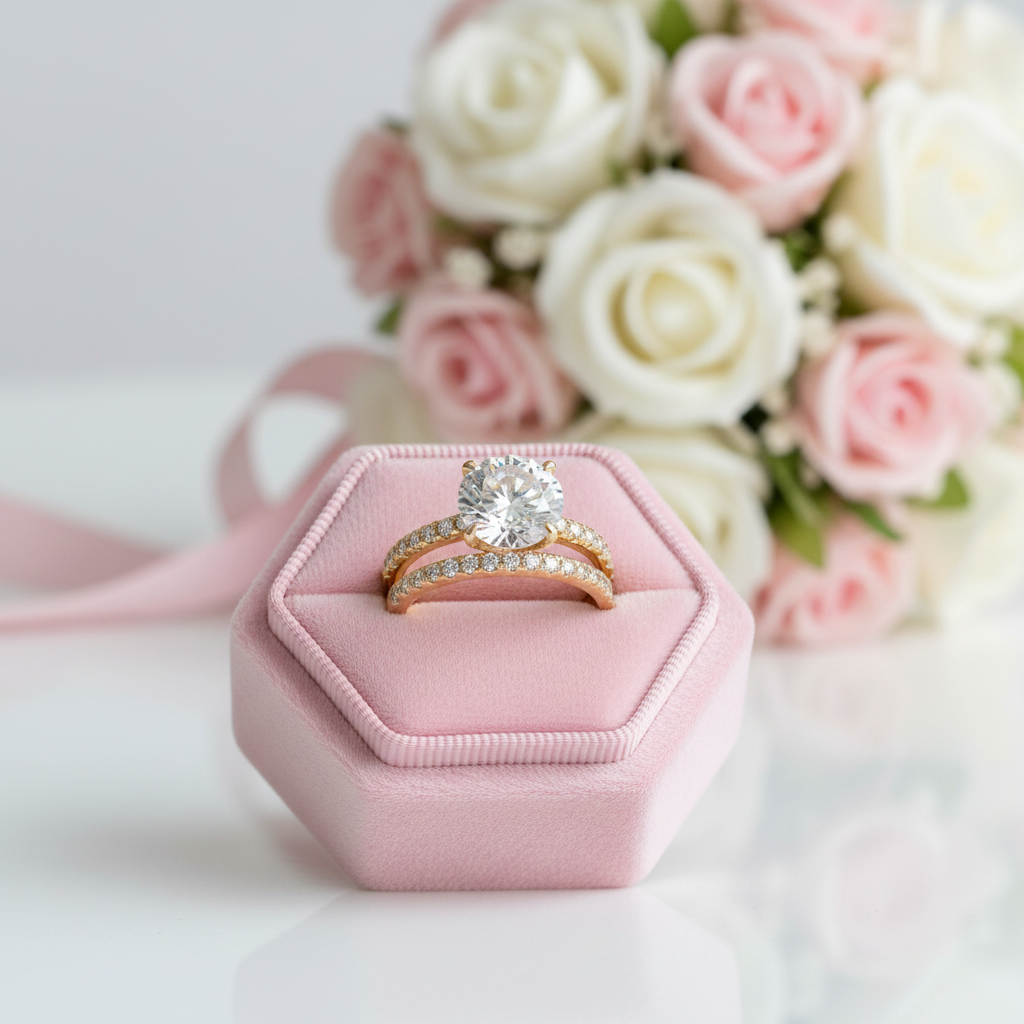 Yellow Gold Classic Round Cut Wedding Ring Set-Black Diamonds New York