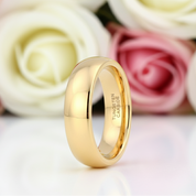 Yellow Gold Classic Tungsten Wedding Band-Black Diamonds New York