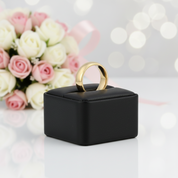 Yellow Gold Classic Tungsten Wedding Band-Black Diamonds New York