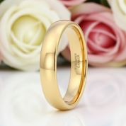 Yellow Gold Classic Tungsten Wedding Band-Black Diamonds New York