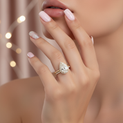 Yellow Gold Halo Pear Cut Simulated Diamonds Bridal Set-Black Diamonds New York