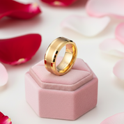 Yellow Gold Men's Tungsten Carbide Luxury Wedding Band-Black Diamonds New York