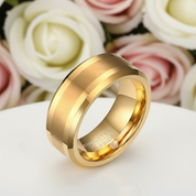 Yellow Gold Men's Tungsten Carbide Luxury Wedding Band-Black Diamonds New York