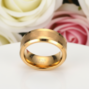 Yellow Gold Men's Tungsten Carbide Luxury Wedding Band-Black Diamonds New York