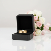 Yellow Gold Men's Tungsten Carbide Luxury Wedding Band-Black Diamonds New York