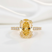 Yellow Gold Oval Cut Simulated Diamond Engagement Ring-Black Diamonds New York