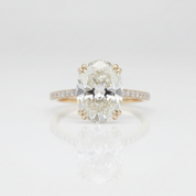 Yellow Gold Oval Cut Simulated Diamond Option Engagement Ring-Black Diamonds New York