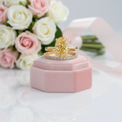 Yellow Gold Oval Cut Yellow Sapphire Engagement Ring Set-Black Diamonds New York