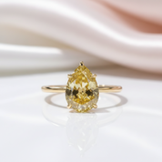 Yellow Gold Pear Cut Yellow Sapphire Engagement Ring-Black Diamonds New York