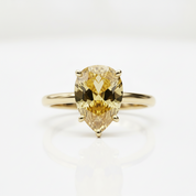 Yellow Gold Pear Cut Yellow Sapphire Engagement Ring-Black Diamonds New York