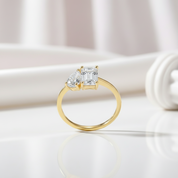 Yellow Gold Emerald & Pear Cut Solitaire Engagement Ring-Black Diamonds New York