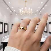 Yellow Gold Rhombus Tungsten Men's Wedding Band-Black Diamonds New York