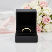 Yellow Gold Rhombus Tungsten Men's Wedding Band-Black Diamonds New York
