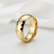 Yellow Gold Rhombus Tungsten Men's Wedding Band-Black Diamonds New York