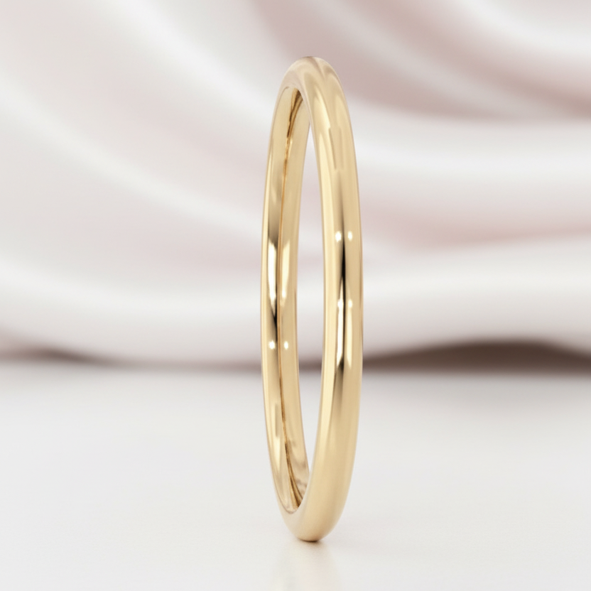 Yellow Gold Simple Ring Band In Sterling Silver-Black Diamonds New York