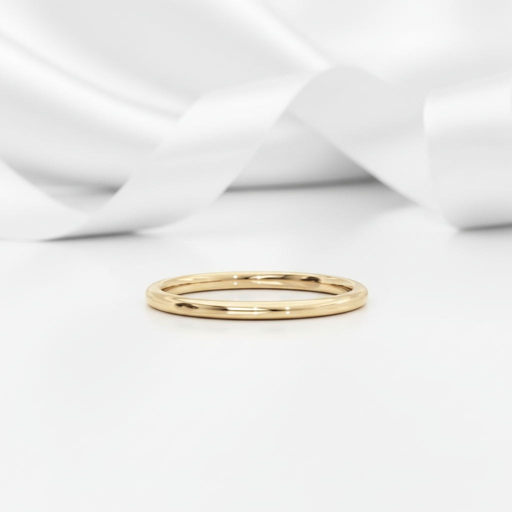 Yellow Gold Simple Ring Band In Sterling Silver-Black Diamonds New York