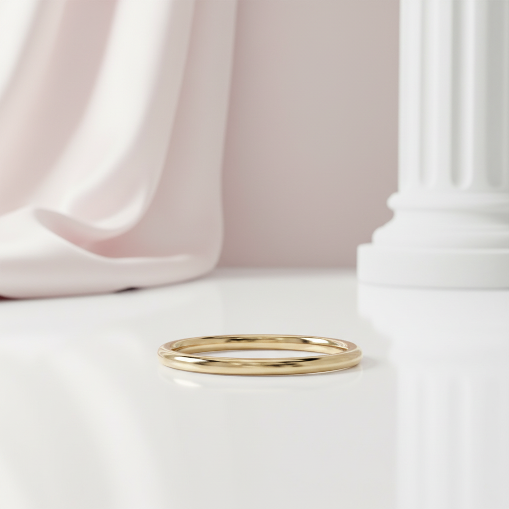Yellow Gold Simple Ring Band In Sterling Silver-Black Diamonds New York
