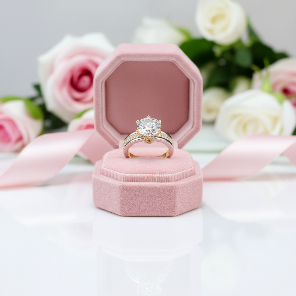 Yellow Gold Sparkling Diamond Option Engagement Ring-Black Diamonds New York