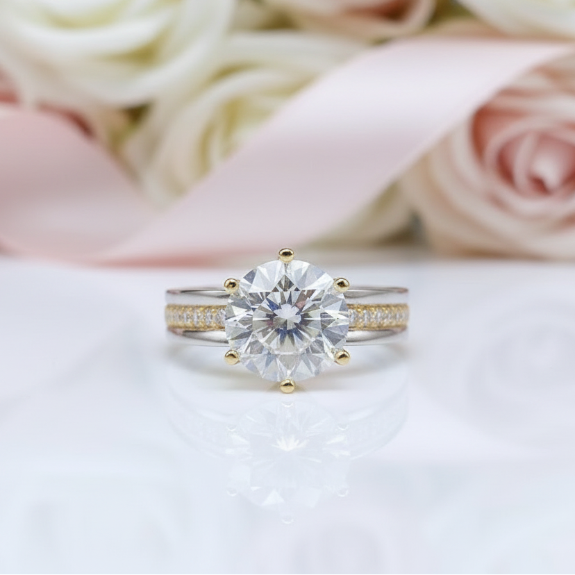 Yellow Gold Sparkling Diamond Option Engagement Ring-Black Diamonds New York