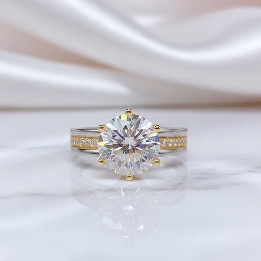 Yellow Gold Sparkling Diamond Option Engagement Ring-Black Diamonds New York