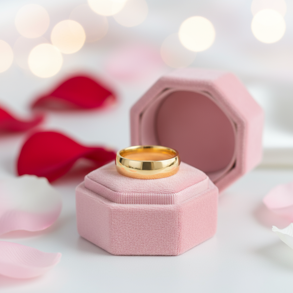 Yellow Gold Titanium Men's Wedding Band-Black Diamonds New York