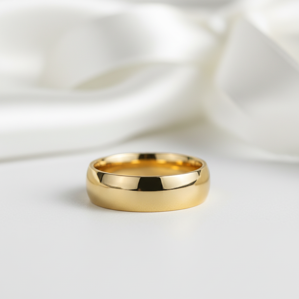 Yellow Gold Titanium Men's Wedding Band-Black Diamonds New York