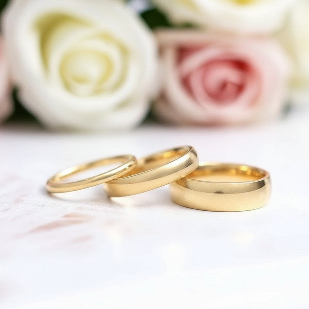 Yellow Gold Titanium Men's Wedding Band-Black Diamonds New York