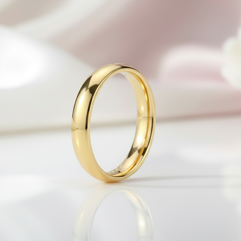 Yellow Gold Titanium Men's Wedding Band-Black Diamonds New York