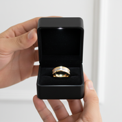 Yellow Gold Tungsten Men's Wedding Band-Black Diamonds New York