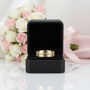 Yellow Gold Tungsten Men's Wedding Band-Black Diamonds New York