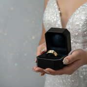 Yellow Gold Tungsten Men's Wedding Band-Black Diamonds New York